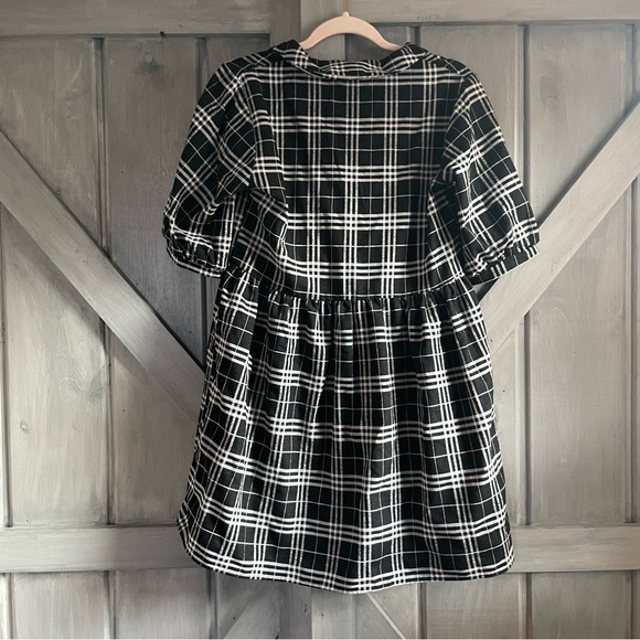 Harper Whimsygoth Black White Plaid Collared Babydoll Mini Dress Fall Addams S - Picture 5 of 6